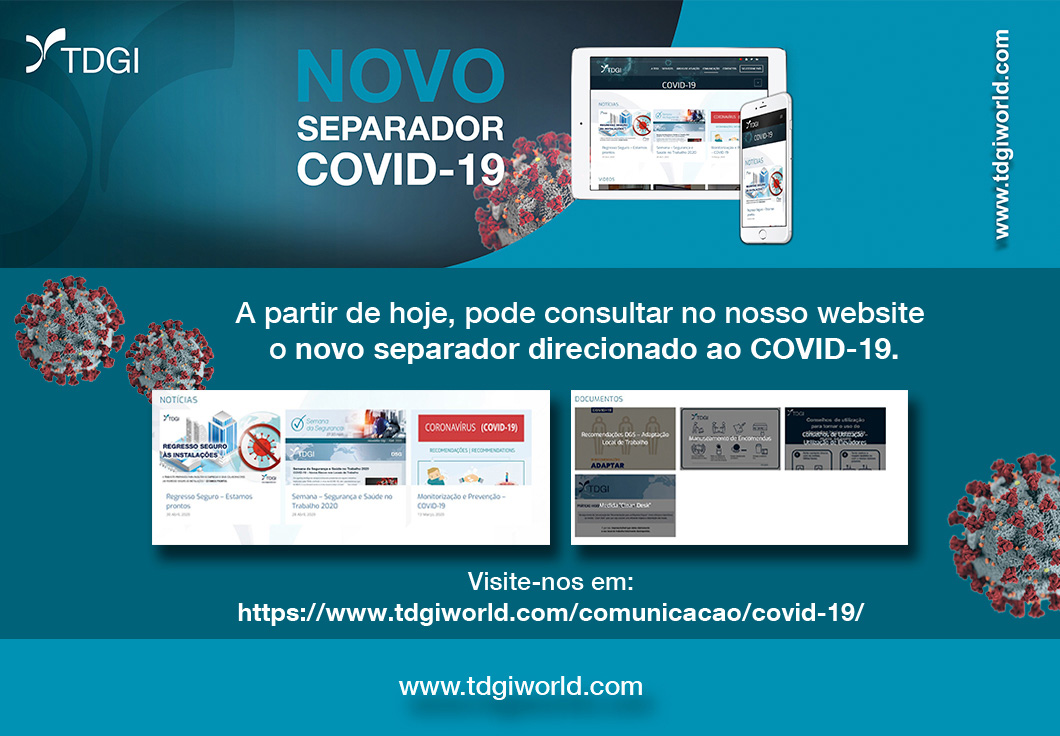 Novo Separador/Página – Covid-19. TDGI Portugal